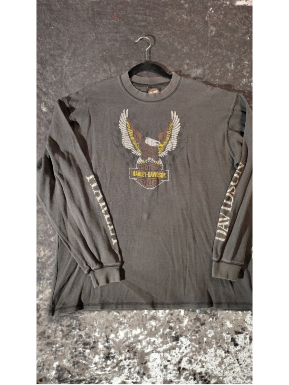 Mens Harley-Davidson Long Sleeve thermal Graphic Tee Grey XL